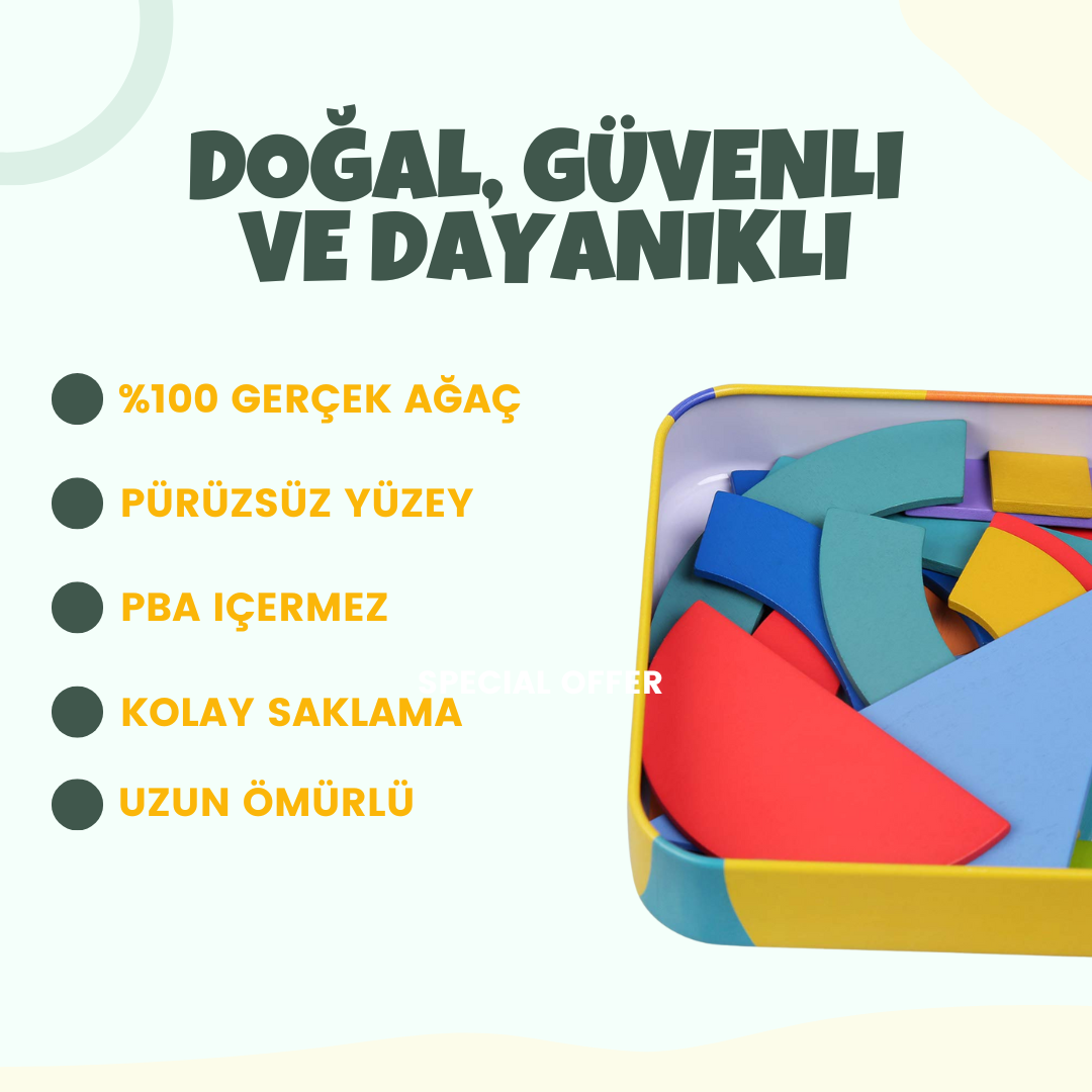 🧩 SmartShapes™ – Eğitici Ahşap Puzzle Seti (Zekâ ve Beceri Geliştirici Oyuncak)