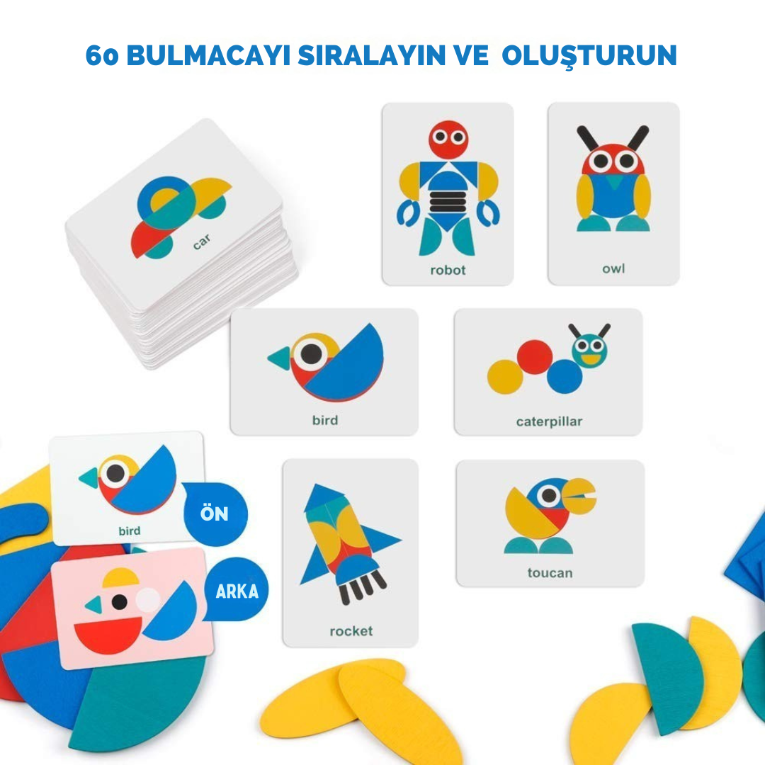 🧩 SmartShapes™ – Eğitici Ahşap Puzzle Seti (Zekâ ve Beceri Geliştirici Oyuncak)