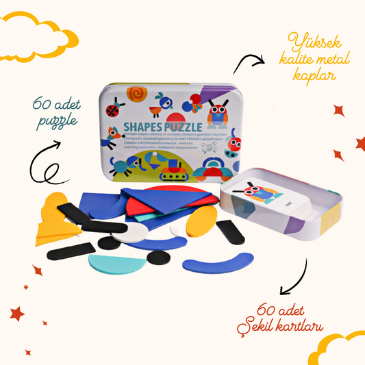 🧩 SmartShapes™ – Eğitici Ahşap Puzzle Seti (Zekâ ve Beceri Geliştirici Oyuncak)